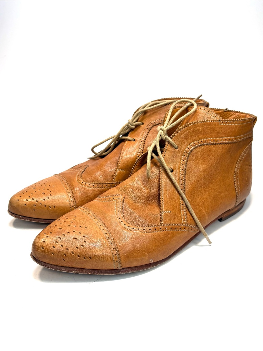 P. Monjo Tan Leather Brogue Chukka Boots | 39.5
